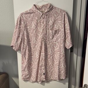 Faherty Pink Leaf Print Casual Shirt
